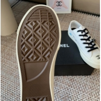 Discount Chanel Canvas Low top Sneakers with Chain and Print White 2025 CH090103 0901050