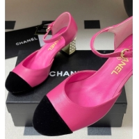 Classic Hot Chanel Lambskin & Velvet Mary Janes Pumps 6cm with Pearls Pink 2025 CH090104 0901060