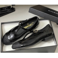 Purchase Chanel Lambskin & Grosgrain T Mary Janes Flat Shoes Black 2025 CH090105 0901065