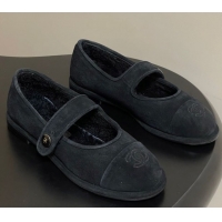 Good Product Chanel Suede & Wool Lining Mary Janes Ballet Flats Black 2025 CH090106 50901078