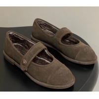 Top Grade Chanel Suede & Wool Lining Mary Janes Ballet Flats Brown 2025 CH090106 50901080