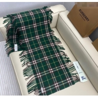 Buy Cheapest Burberry Fringed Cashmere Long Scarf 30x155 BR091016 Green 2025
