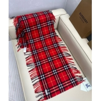 Top Grade Burberry Fringed Cashmere Long Scarf 30x155 BR091016 Red 2025