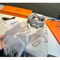 Top Grade Hermes Wool Long Scarf 30x180cm HS091022 Light Grey 2025