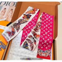 Good Taste Louis Vuitton Butterfly Silk Bandeau Scarf LV091023 Dark Pink 2025
