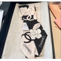 Well Crafted Chanel Camellia Silk Bandeau Scarf 6x120cm CH091024 Black/Pink 2025