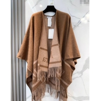 Famous Brand MaxMara Wool Cape with Fringes BR091028 Brown 2025