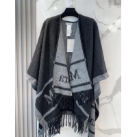 Discount MaxMara Wool Cape with Fringes BR091028 Black 2025