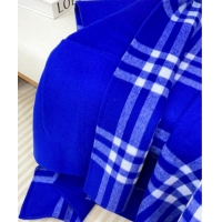 Grade Quality Burberry Cashmere Reversible Hoodlie Cape with Fringes BR091030 Blue 2025
