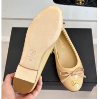 Good Looking Chanel Calfskin & Patent Leather Ballet Flat with Bow Beige 2025 CH090108