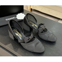 Classic Chanel Mesh & Grosgrain Mary Janes Pumps with Bow Black2 2025 G46701