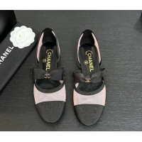 Unique Style Chanel Mesh & Grosgrain Mary Janes Flat Shoes with Bow Pink/Black 2025 G46701