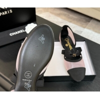 Unique Style Chanel Mesh & Grosgrain Mary Janes Flat Shoes with Bow Pink/Black 2025 G46701