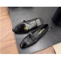 Sophisticated Chanel Lambskin & Patent Calfskin Mary Janes Ballet Flats with Bow Black 2025 CH090109