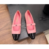 Good Product Chanel Lambskin & Patent Calfskin Mary Janes Ballet Flats with Bow Pink 2025 CH090109