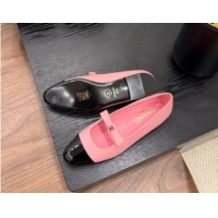 Good Product Chanel Lambskin & Patent Calfskin Mary Janes Ballet Flats with Bow Pink 2025 CH090109