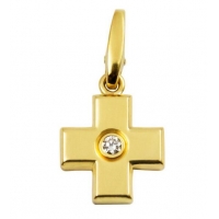 Well Crafted Cartier 18CT Diamond Set Cross Charm Pendant C84123 Yellow Gold