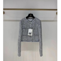 Big Discount Chanel 25P Pearl Sequinned Tweed Jacket CH12578 White/Blue 2025