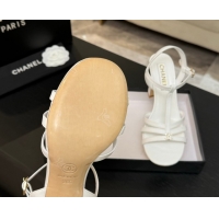 Best Price Chanel Lambskin Heel Sandals White 2025 CH090113