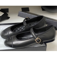 Shop Cheap Chanel Lambskin Leather Mary Janes Flats Ballet G45503 Black