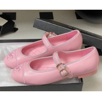 Luxury Discount Chanel Lambskin Leather Mary Janes Flats Ballet G45503 Pink