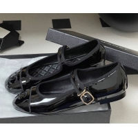 Top Design Chanel Patent Calfskin Mary Janes Flats Ballet G45503 Black