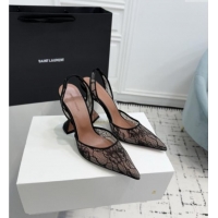 ​Inexpensive Amina Muaddi Holli Lace Sling Back Pumps 9.5cm Heel A1111 Black 2025