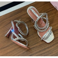​Pretty Style Amina Muaddi Gigi Sandal 95cm A1114 Silver Mirror/White Crystals 2025