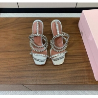 ​Pretty Style Amina Muaddi Gigi Sandal 95cm A1114 Silver Mirror/White Crystals 2025