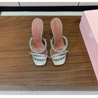 Good Product Amina Muaddi Gigi Slipper 95cm A1114 Silver Mirror And White Crystals 2025