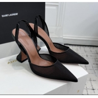 ​Good Taste Amina Muaddi Holli Mesh Sling Back Pumps 9.5cm Heel A1115 Black 2025