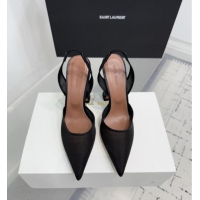 ​Good Taste Amina Muaddi Holli Mesh Sling Back Pumps 9.5cm Heel A1115 Black 2025