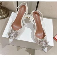Buy Fashionable Amina Muaddi Begum Lace Sling Pumps A1116 White 2024