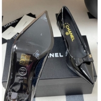 Good Looking Chanel Crumpled Patent Calfskin Pumps 7.5cm with Bow Black 2025 G46547