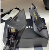 Good Quality Chanel Silk Satin Slingbacks Pumps 7.5cm Black G46547