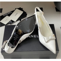 Top Grade Chanel Silk Satin Slingbacks Pumps 7.5cm White G46547
