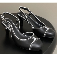 Shop Duplicate Chanel Vintage Lambskin Slingbacks Pumps 6.5cm Black 2025 CH090116