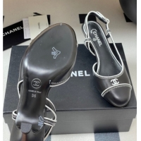 Shop Duplicate Chanel Vintage Lambskin Slingbacks Pumps 6.5cm Black 2025 CH090116