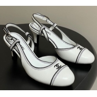 Luxurious Chanel Vintage Lambskin Slingbacks Pumps 6.5cm White 2025 CH090116
