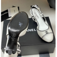 Luxurious Chanel Vintage Lambskin Slingbacks Pumps 6.5cm White 2025 CH090116