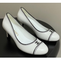 Big Discount Chanel Vintage Lambskin Leather Pumps 6.5cm White 2025 CH090116