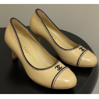 Cheap Price Chanel Vintage Lambskin Leather Pumps 6.5cm Beige 2025 CH090116