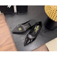 heap Price Chanel Crumpled Patent Calfskin Slingbacks Pumps 3.5cm Black 2025 G46549
