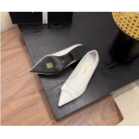 Good Product Chanel Crumpled Patent Calfskin Slingbacks Pumps 3.5cm White 2025 G46549