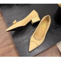 Top Design Chanel Crumpled Patent Calfskin Slingbacks Pumps 3.5cm Beige 2025 G46549