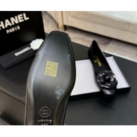 Classic Hot Chanel Shiny Calfskin Ballet flats with Camellia Bloom Black 2025 G46520