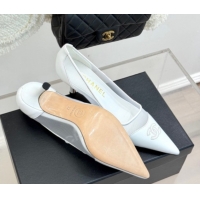 Top Design Chanel Calfskin & Mesh Pumps 8cm White 2025 CH090201