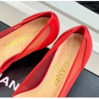 Good Quality Chanel Calfskin & Mesh Pumps 8cm Red 2025 CH090201