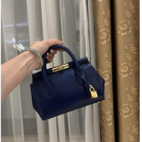 Pretty Style Dolce&Gabbana Marlene Day Mini Handbag in Lizard Pattern Calfskin D1708 Navy Blue 2025