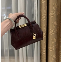 Luxury Cheap Dolce&Gabbana Marlene Day Mini Handbag in Lizard Pattern Calfskin D1708 Burgundy 2025